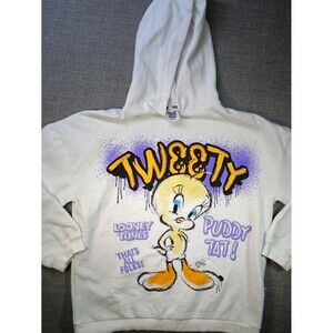 Looney Tunes Tweety Bird Youth Hoodie Girl's 13-14 Fleece Pullover Sweatshirt